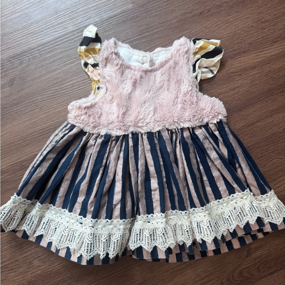 Matilda Jane PLATINUM (2 of 4) Pink and Navy Striped Baby Dress